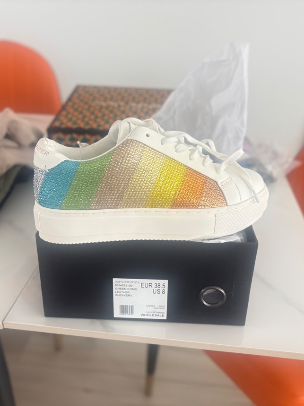 Kurt Geiger stripe crystal sneakers size 8 - Picture 2 of 2